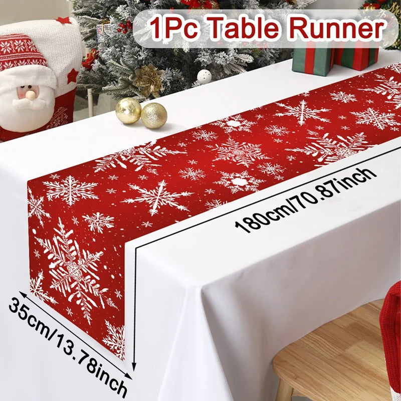 Christmas Table Runner – Festive Gnome & Santa Holiday Tablecloth