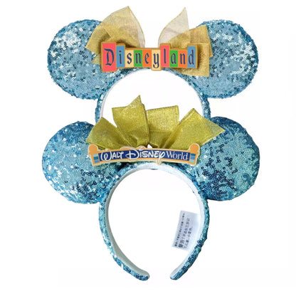Disney Minnie Mouse Ear Headband with Bow – PU Leather Disneyland Ears