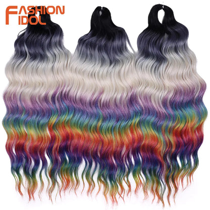 Deep Wave Braiding Hair Extensions 24 Inch – Synthetic Water Wave Crochet Hair