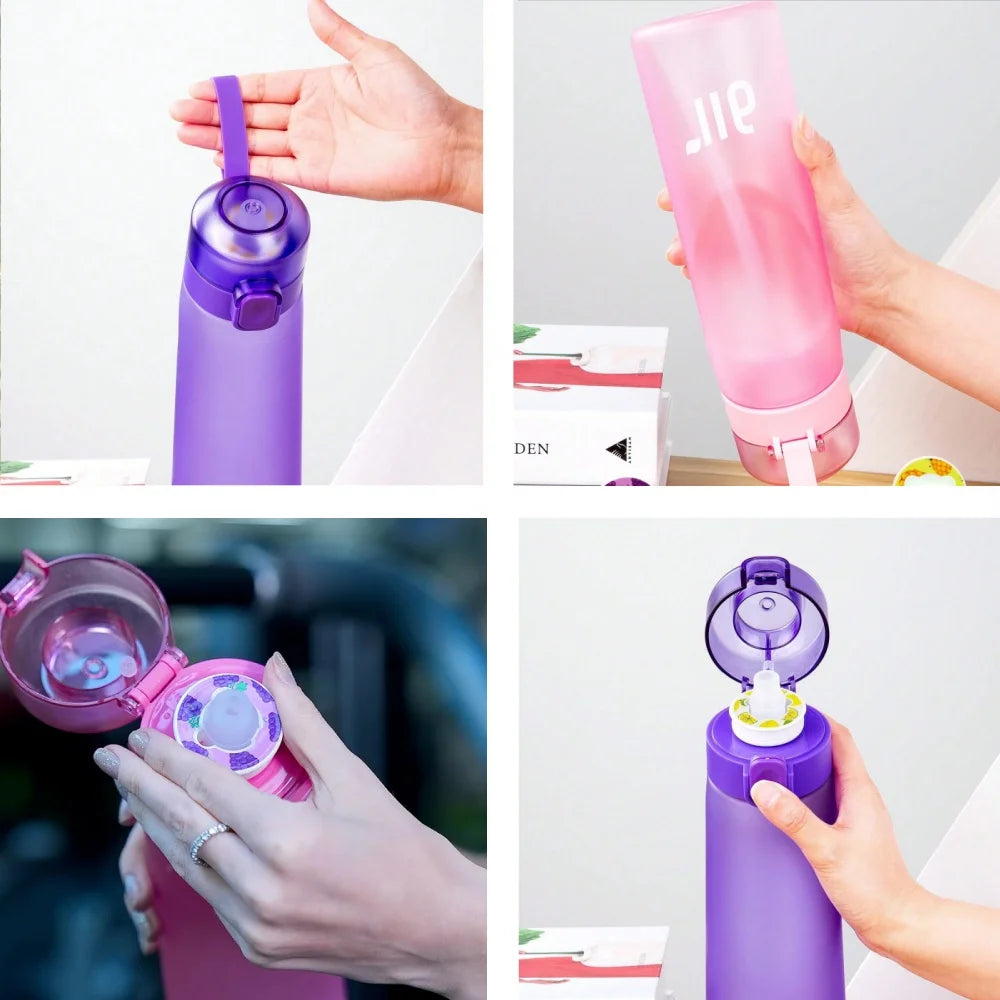Portable Air Water Bottle with Straw and Flavor Pod