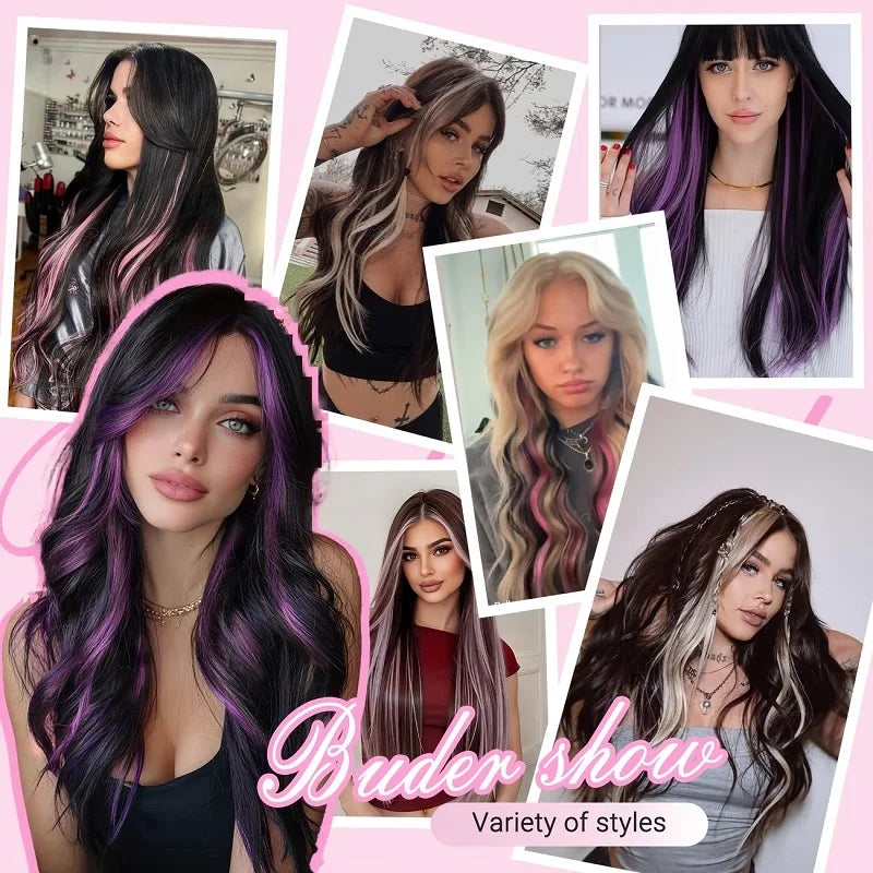 Colorful Clip-In Hair Extensions 5pcs Straight Synthetic 20 Inch
