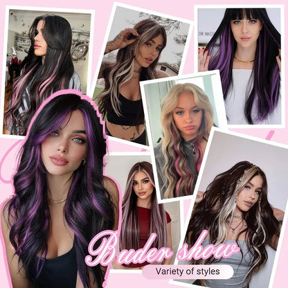 Colorful Clip-In Hair Extensions 5pcs Straight Synthetic 20 Inch