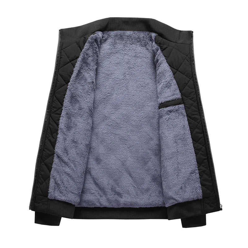 Men's Fleece-Lined Diamond Quilted Bomber Jacket