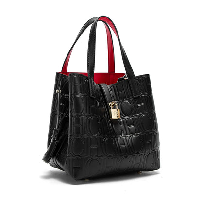 Large Capacity Women's Tote Bag with Monogram Embossed Design