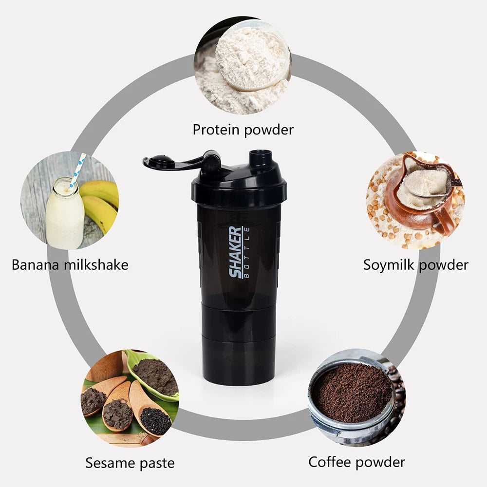 3 Layer Protein Shaker Bottle with Powder Storage