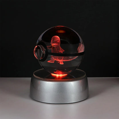 Pokémon Pikachu and Charizard 3D Crystal Poké Ball with LED Base