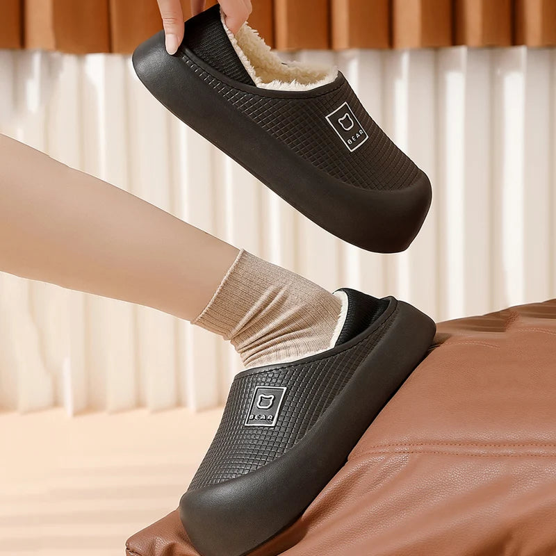 Waterproof Plush Slippers – Non-Slip Indoor & Outdoor, Men & Women