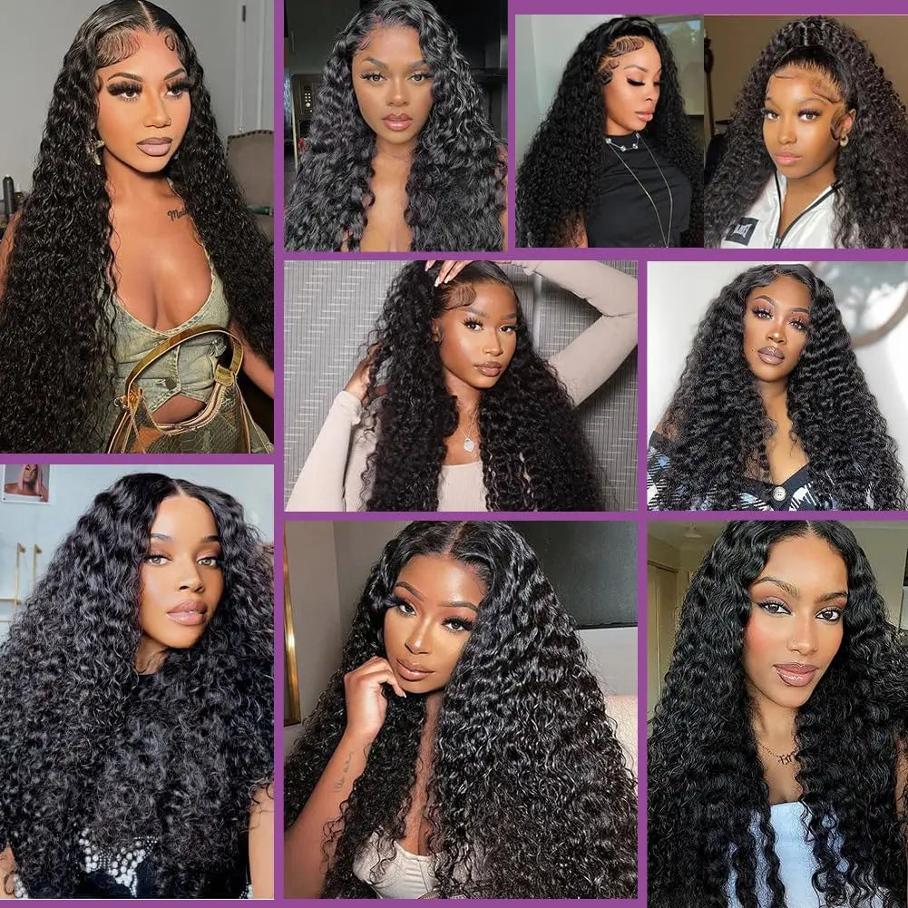 Deep Wave Lace Front Wig – Human Hair, Glueless 4x4 5x5 13x4 13x6, 180% 200% Density
