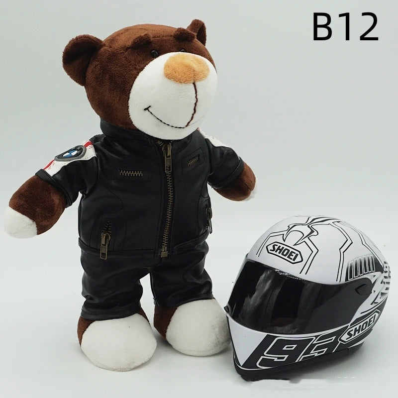 Motorcycle Helmet Teddy Bear Plush Toy – Kawaii Biker Bear Stuffed Animal Gift