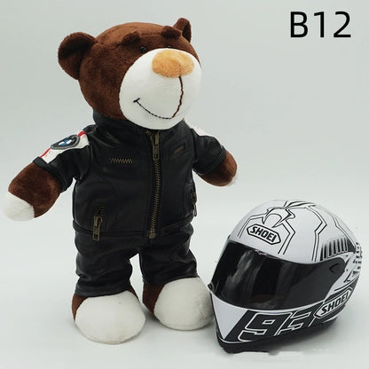 Motorcycle Helmet Teddy Bear Plush Toy – Kawaii Biker Bear Stuffed Animal Gift
