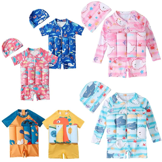 Kids Cartoon Buoyancy One Piece Swimsuit