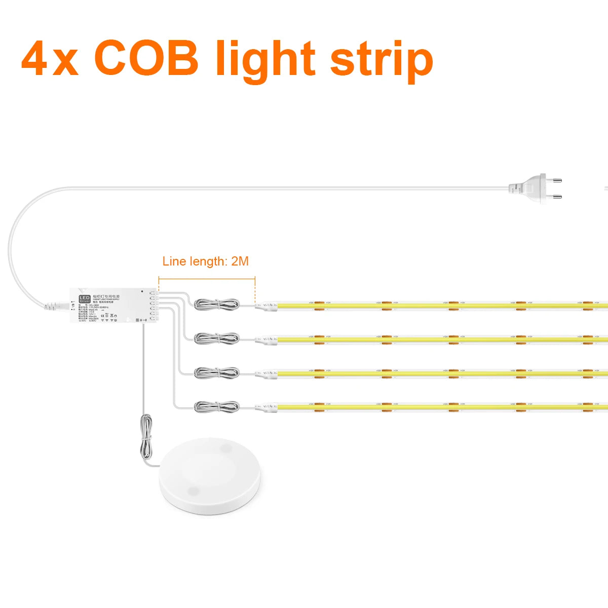 COB LED Cabinet Light Strip – Dimmable Under Cabinet Lighting Kit