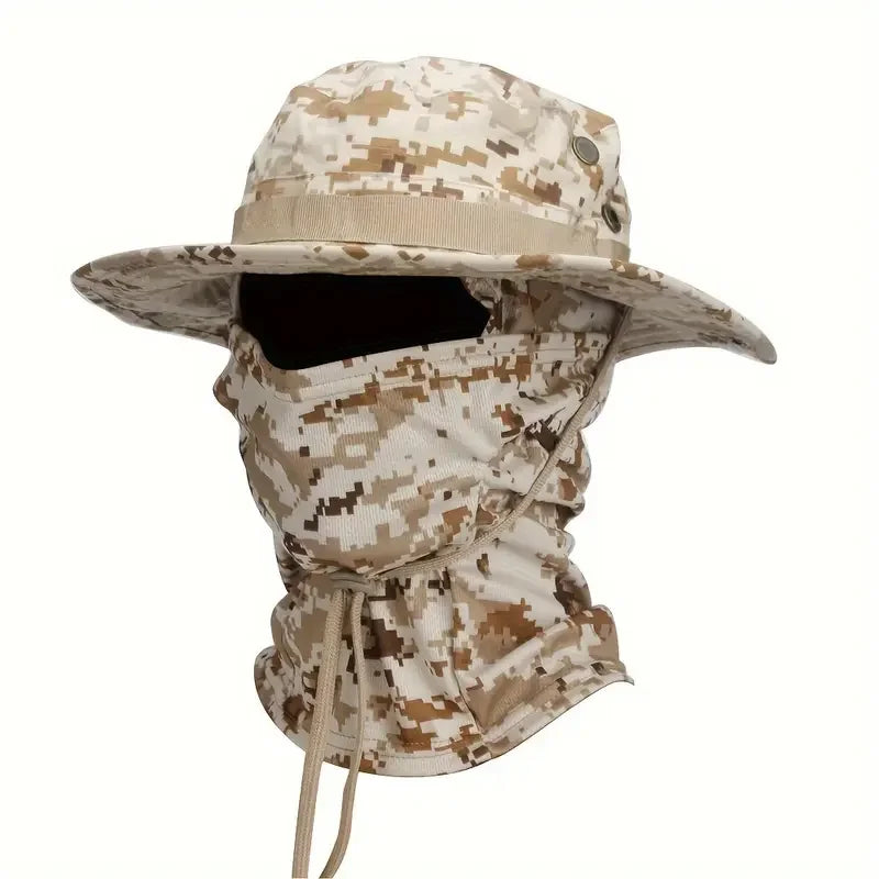Boonie Hat with Face Cover – Wide Brim Tactical Sun Hat