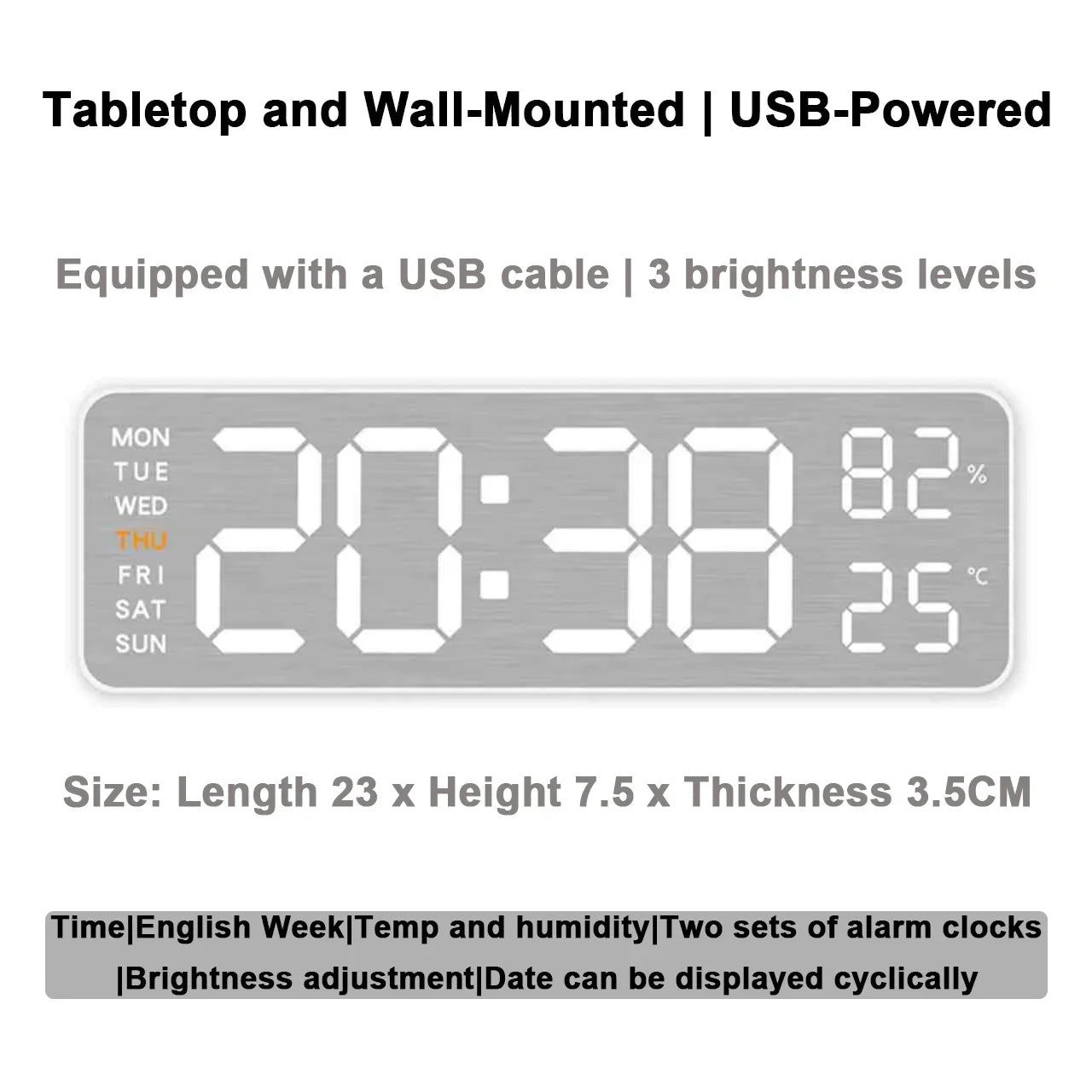 LED Digital Alarm Clock with Temperature Display & Remote Control