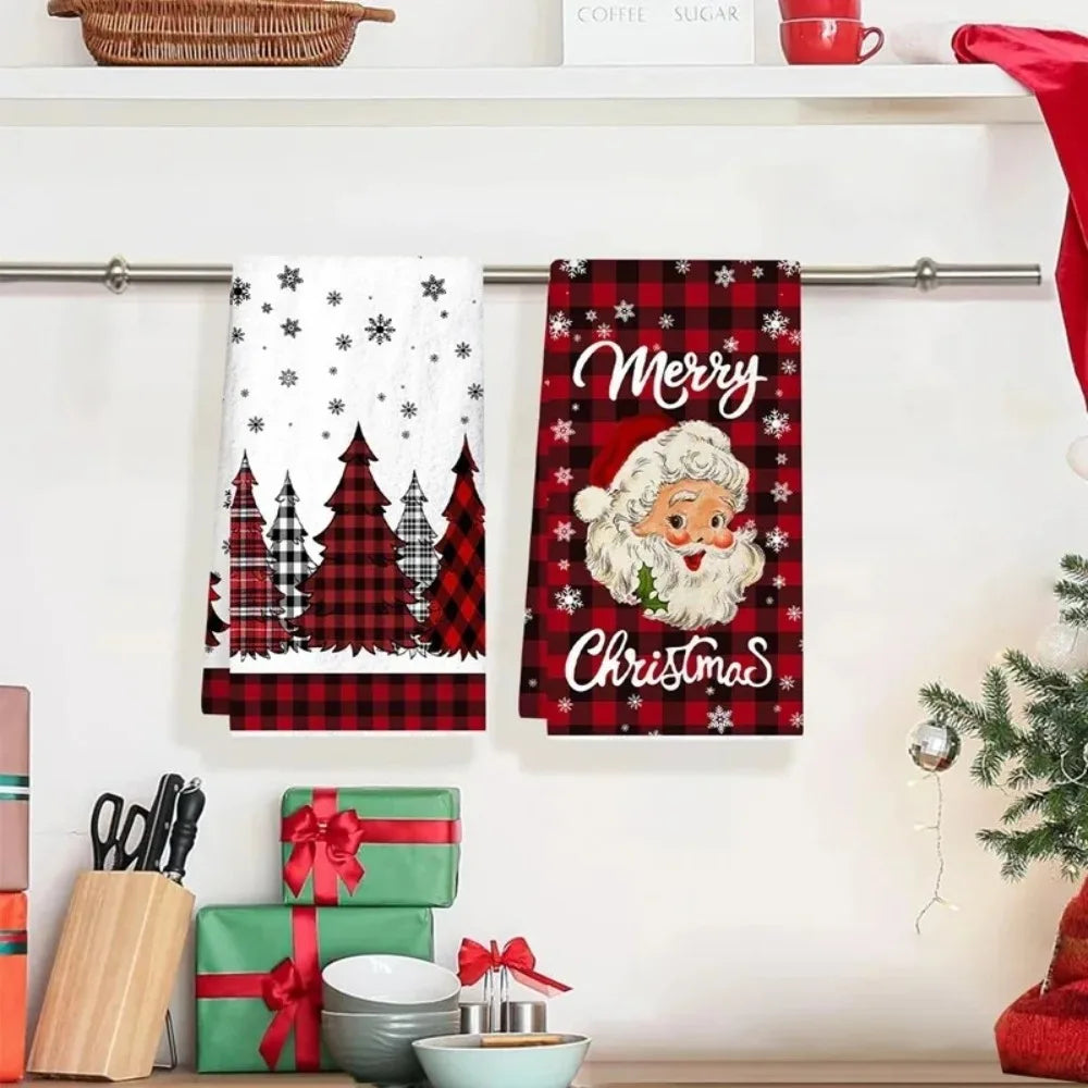 Christmas Kitchen Hand Towels Buffalo Plaid – Set of 2