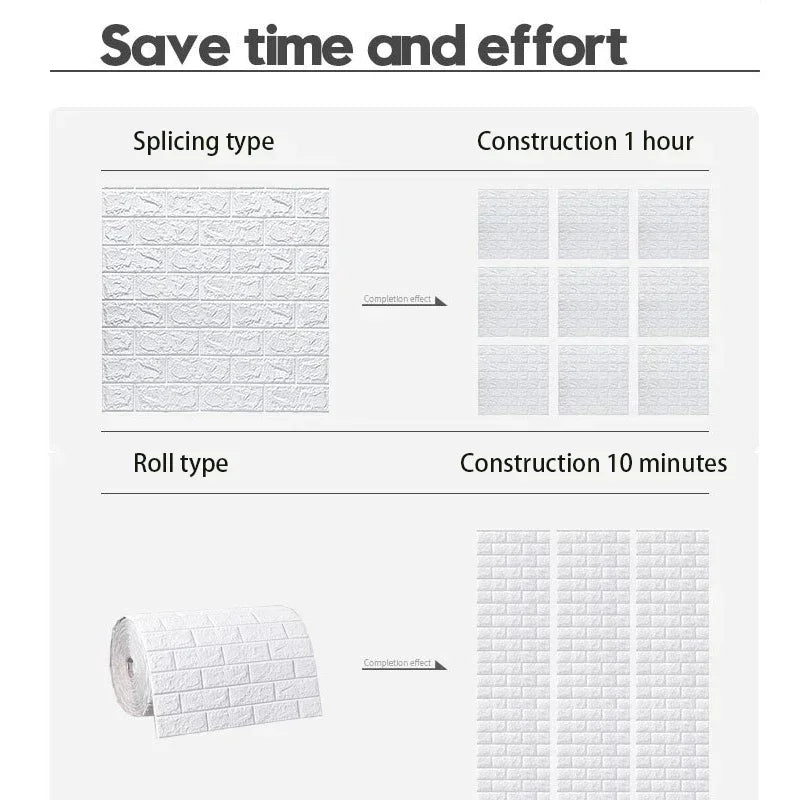 3D Self-Adhesive Foam Brick Wallpaper Roll | 27.6" Wide