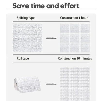 3D Self-Adhesive Foam Brick Wallpaper Roll | 27.6" Wide