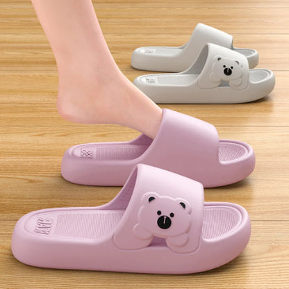 Cartoon Bear Indoor Slippers – Lightweight Soft EVA Slides for Women