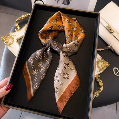 Faux Silk Square Scarf – Elegant Printed Shawl for Women