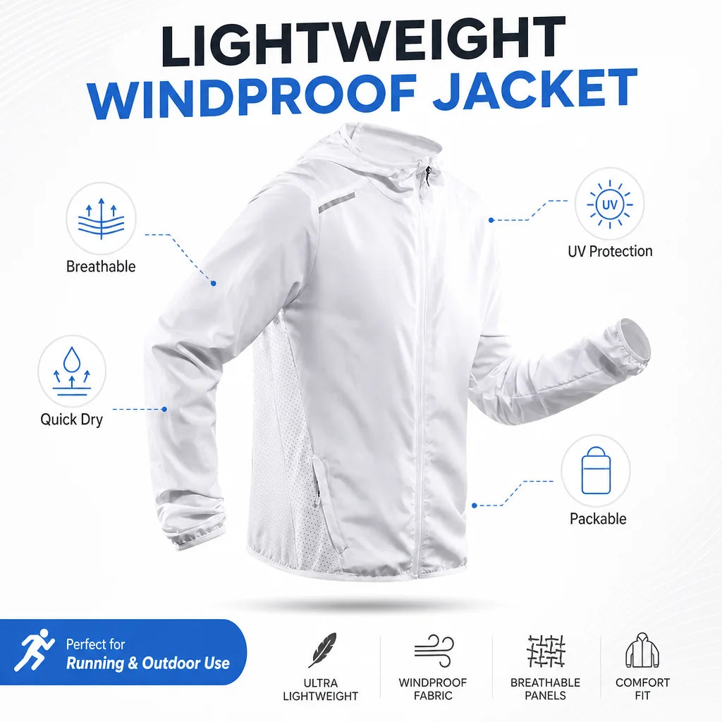 Men's Running Jacket Reflective Hooded Breathable Sportswear