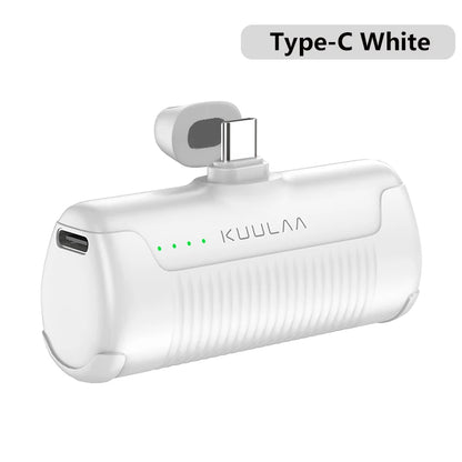 KUULAA Mini Power Bank 4500mAh – Plug-In Portable Charger for iPhone & USB-C