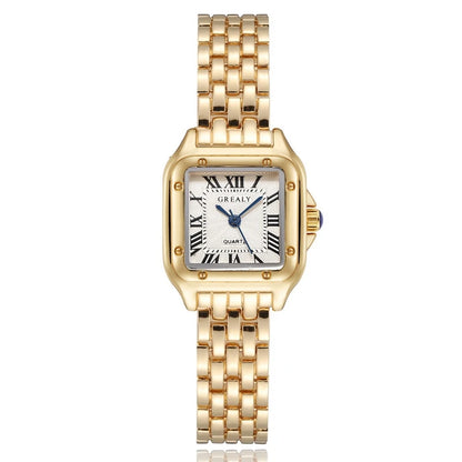 Women's Luxury Rhinestone Square Quartz Watch – Steel Band