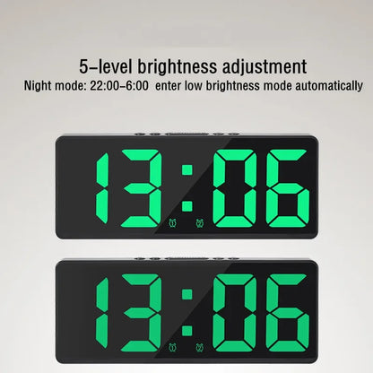 Digital LED Alarm Clock – Mirror Display, Voice Control & Snooze