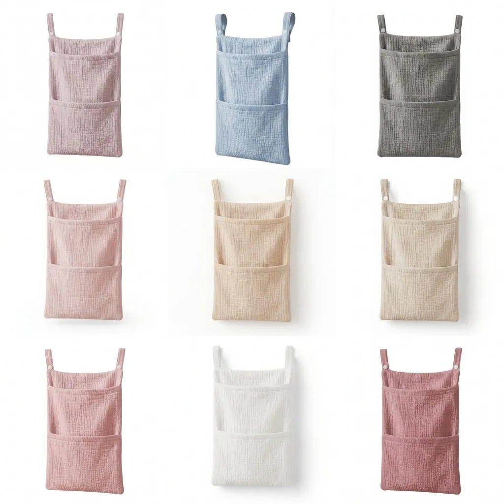 Cotton Baby Crib Hanging Storage Bag – Newborn Essentials Organizer