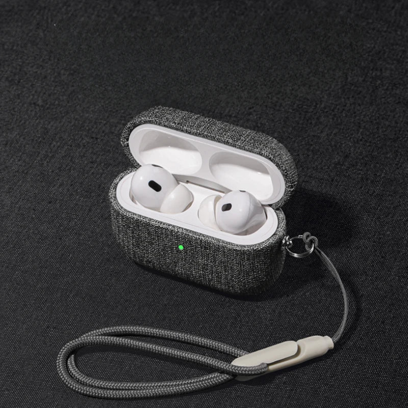 Fabric Texture AirPods Case with Carabiner Clip