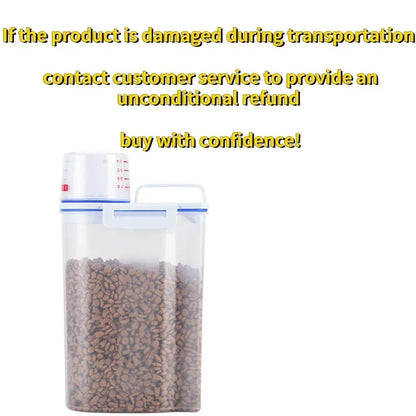 Airtight Pet Food Storage Container with Measuring Cup – 1.5KG & 2KG