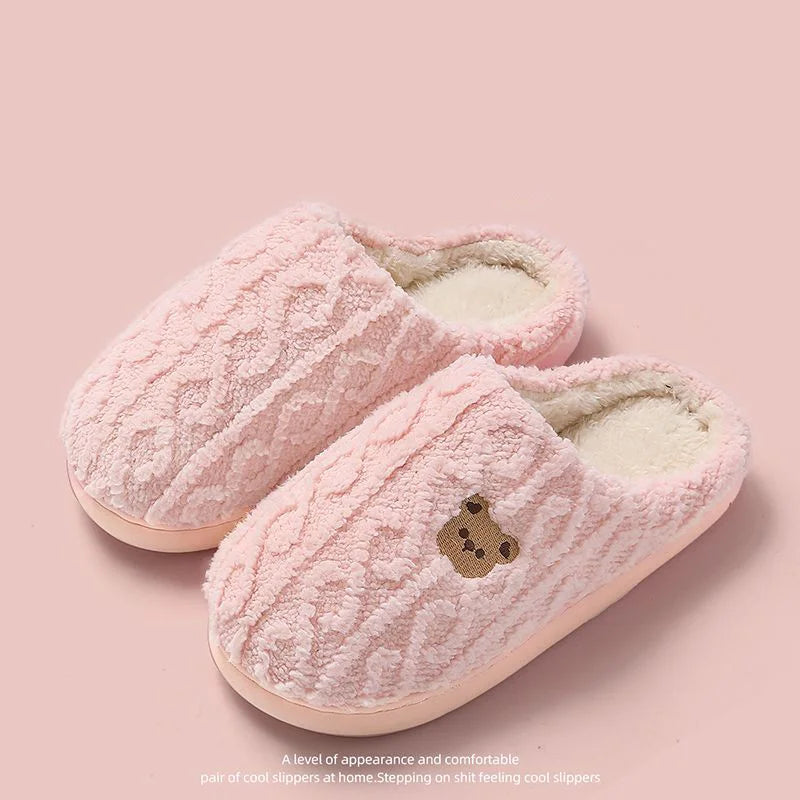 Fluffy Bear Cotton Slippers for Women & Men