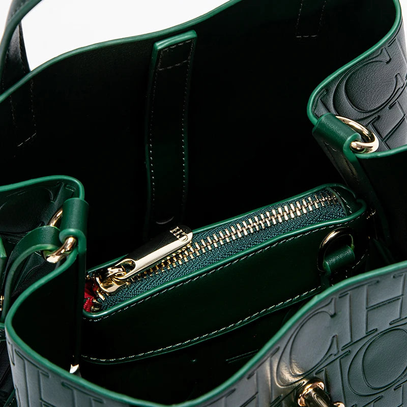 Large Capacity Women's Tote Bag with Monogram Embossed Design