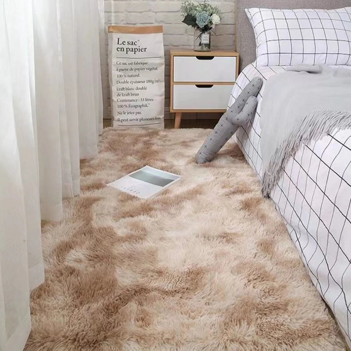 Fluffy Shaggy Bedside Rug – Soft Non-Slip Bedroom Carpet Runner