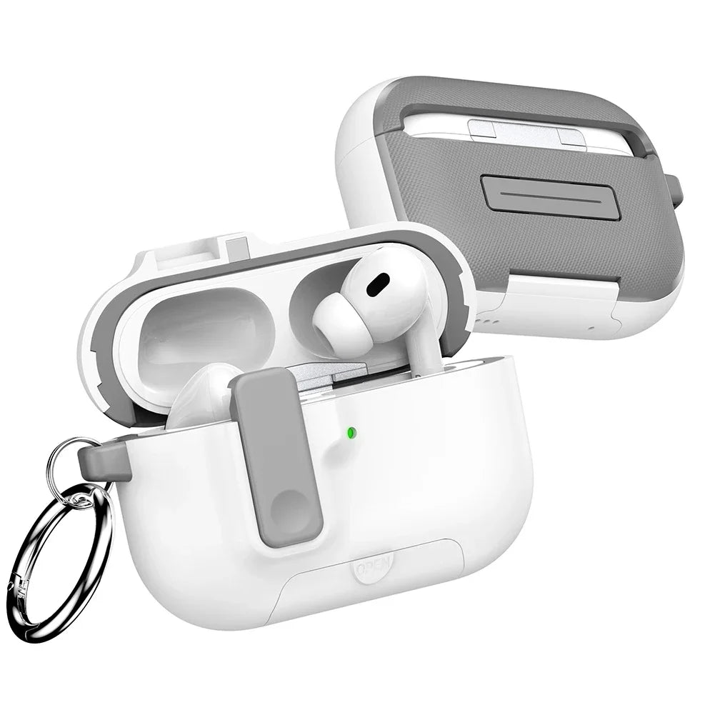 AirPods Case with Auto Lock, Kickstand & Keychain Ring – Protective Cover