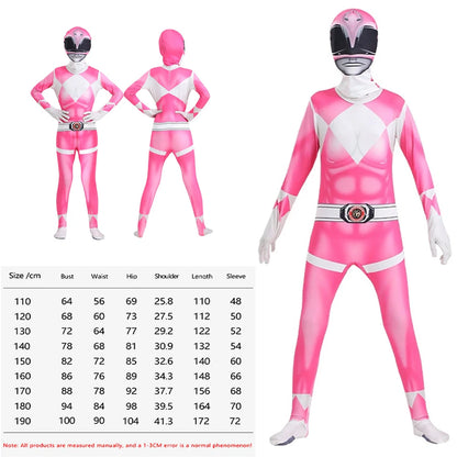 Power Rangers Cosplay Costume – Kids Superhero Bodysuit Sizes 110–190