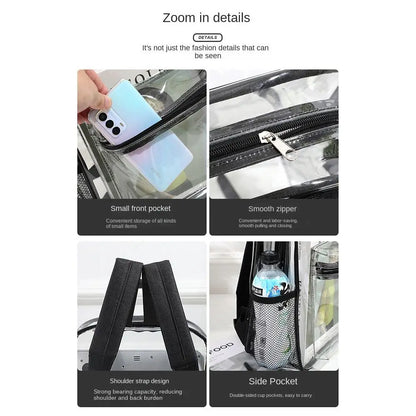 Clear PVC Transparent Backpack – Large Capacity Travel & Sports Bag