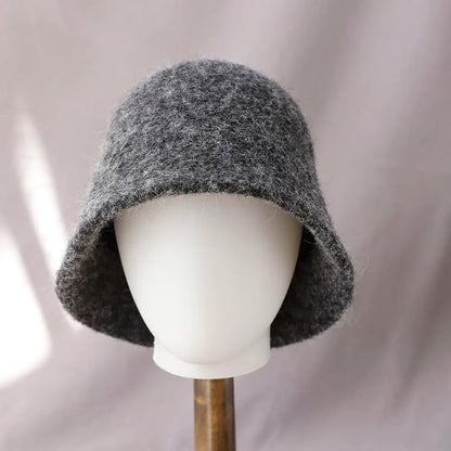 Wool Felt Bucket Hat for Women – Vintage Knit Winter Cap