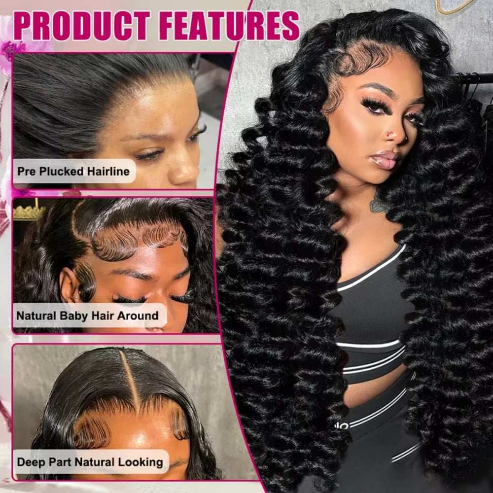 Loose Deep Wave Lace Front Human Hair Wig – 13x4 & 13x6 HD Lace, 16–42 Inches