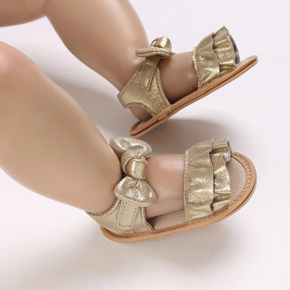 Baby Girl Sandals – Princess Ruffle Flat Shoes with Anti-Slip Rubber Sole