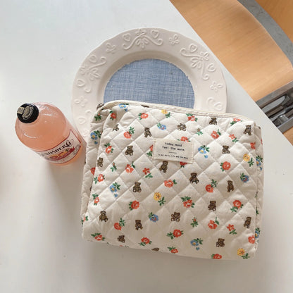 Cartoon Print Quilted Baby Diaper Bag – Zipper Handbag for Travel