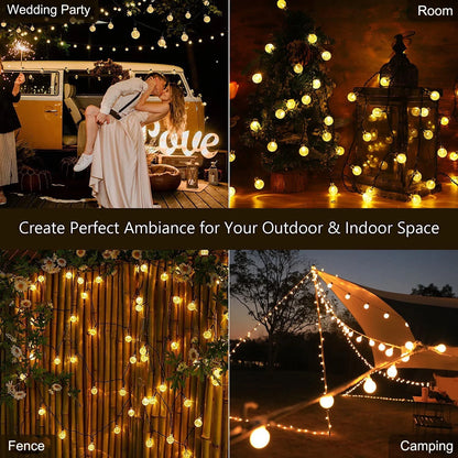 Solar String Lights 39.37FT 100 LED Crystal Ball Outdoor Indoor Decorative