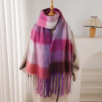Women's Thick Winter Scarf – Colorblock Cashmere Shawl Wrap