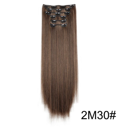 Clip-In Hair Extensions 6-Piece Set – Long Straight Synthetic Hair