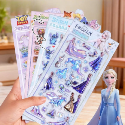 3D Crystal Relief Sticker Sheet – Cute Cartoon Disney Characters
