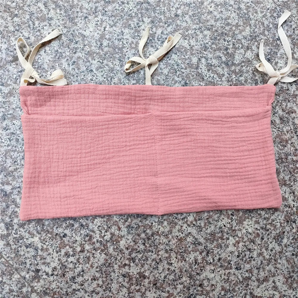Baby Crib Hanging Storage Bag – Muslin Bedside Organizer
