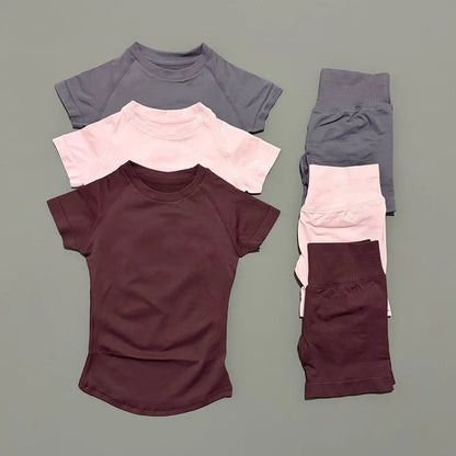 Seamless Workout Set Women 2 Piece – Top & Biker Shorts