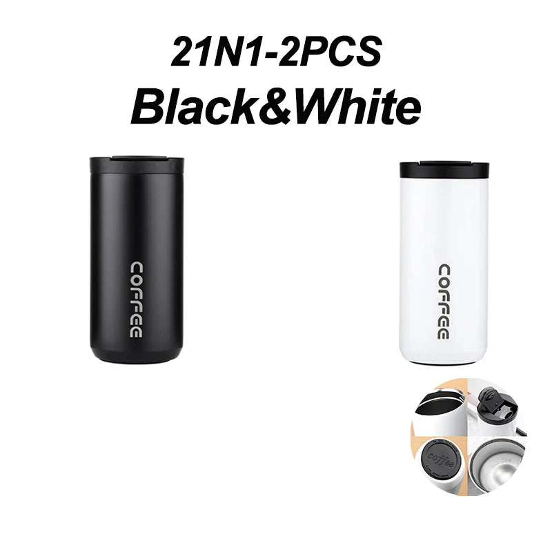 Stainless Steel Vacuum Thermos Coffee Mug 400ml – Leakproof Travel Cup