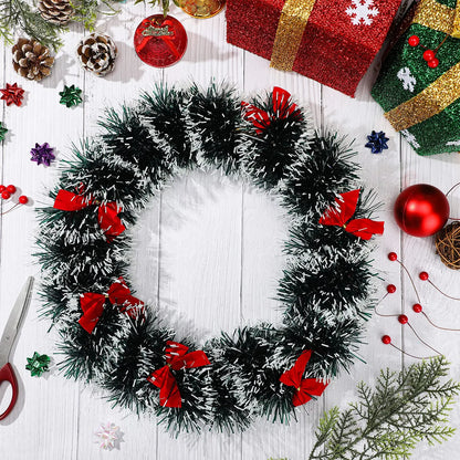 Christmas Garland with Red Bows – Artificial Tinsel Decoration