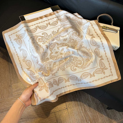 Faux Silk Square Scarf – Elegant Printed Shawl for Women
