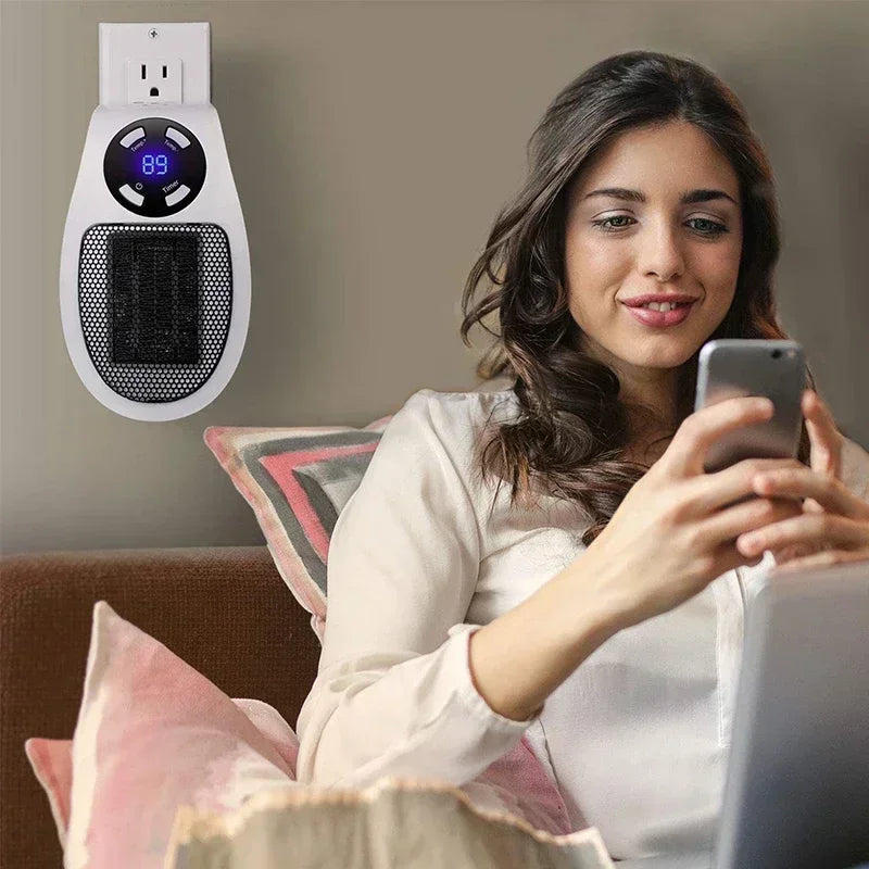 Portable Electric Space Heater with Remote – Wall Plug-In Mini Warm Air Blower
